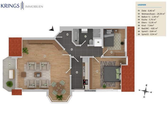 VERKAUFT Traumhafte 3 Zimmer-WHG im DG rechts mit 2 PKW-Stellplätzen - Bild# 1